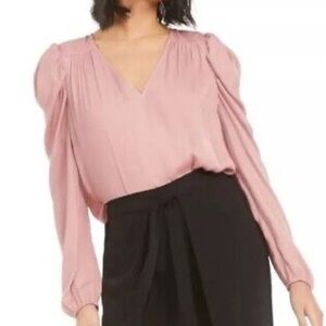 Bar III Pink Asymmetrical Long Sleeve Blouse